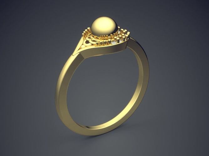 Ring gold with ball in center 3D print model
