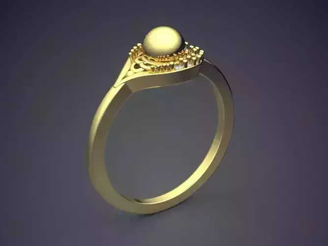 Ring gold with ball in center 3D print model
