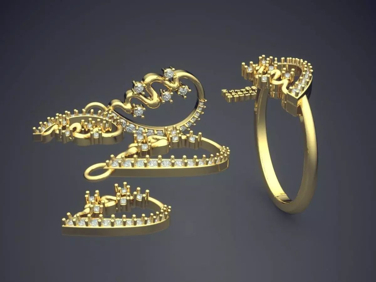 Ring And Earrings Combo PR 1866 3D print model_3