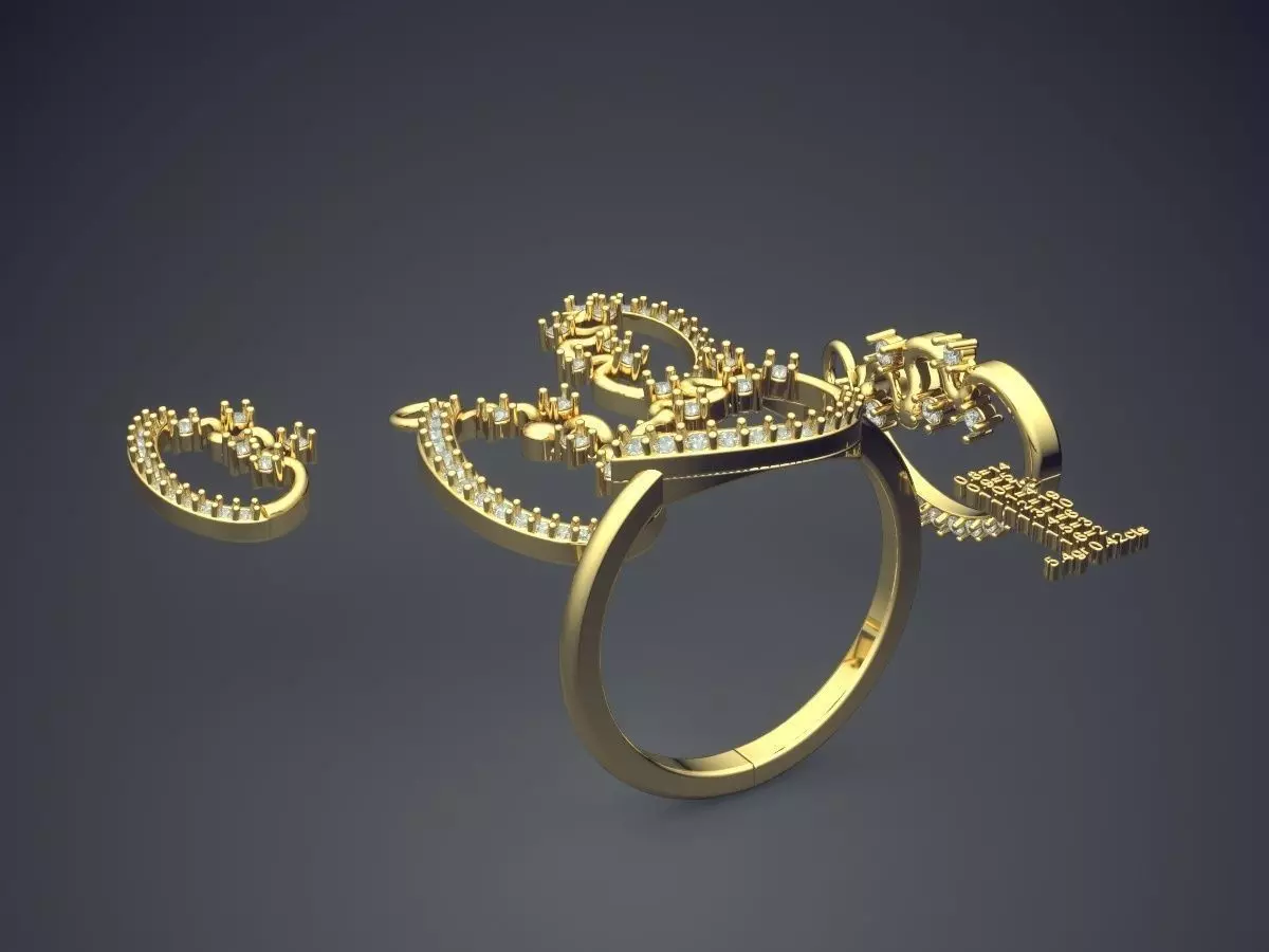 Ring And Earrings Combo PR 1866 3D print model_0