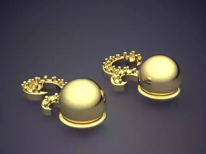 Earrings With Spere And Ornaments PE01 3D print model