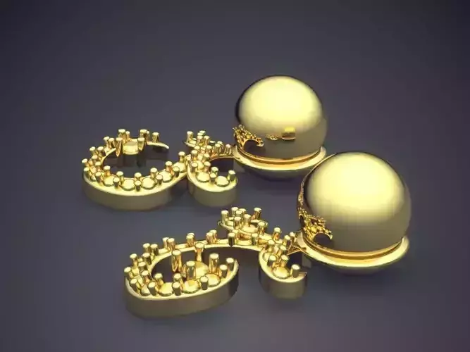 Earrings With Spere And Ornaments PE01