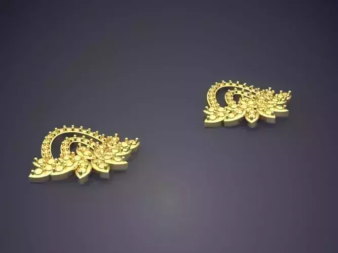 Earrings With Two Rainbow Shaped Ornaments P17 2