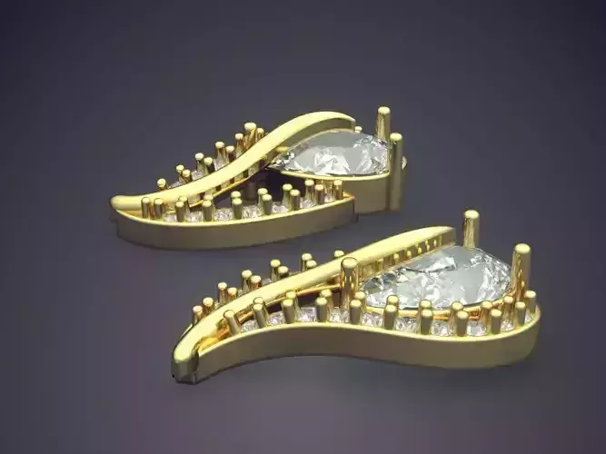 Rain Drop Shaped Earrings With Diamonds P 1909 3