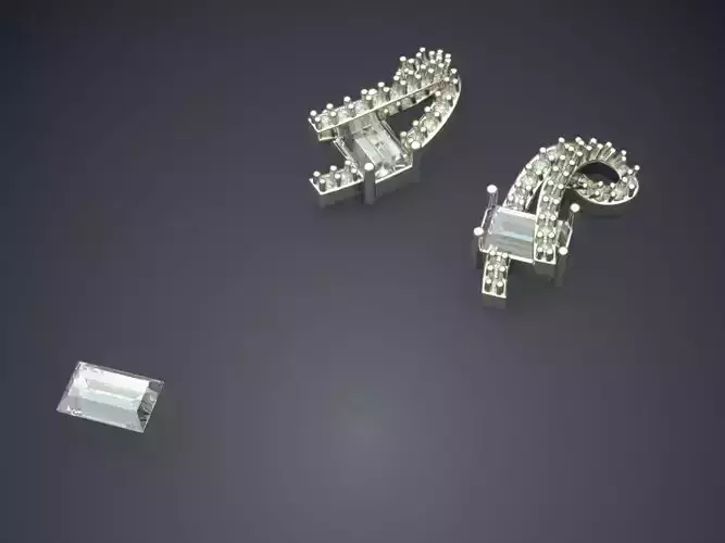 Note Shaped Earrings With Square Diamonds P 1907 2