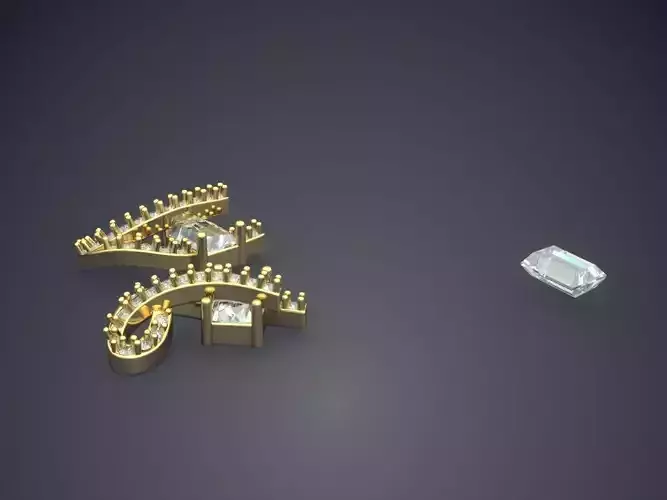 Note Shaped Earrings With Square Diamonds P 1907 2