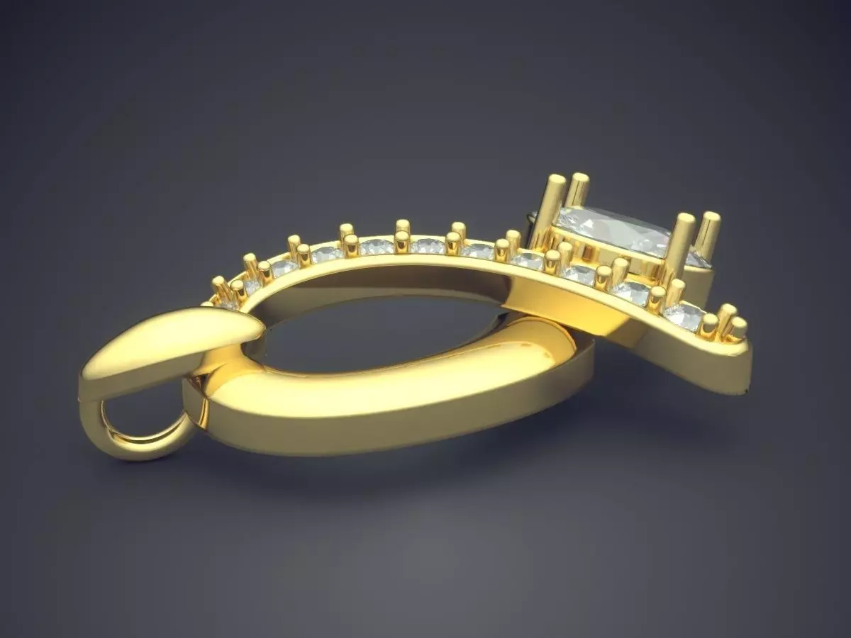 Pendant With Diamonds P-1902 3D print model_3