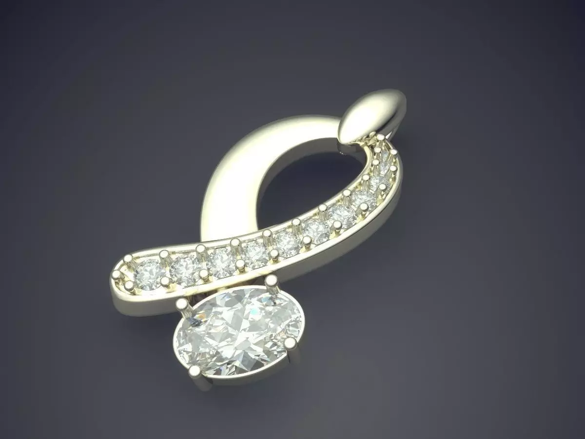 Pendant With Diamonds P-1902 3D print model_1