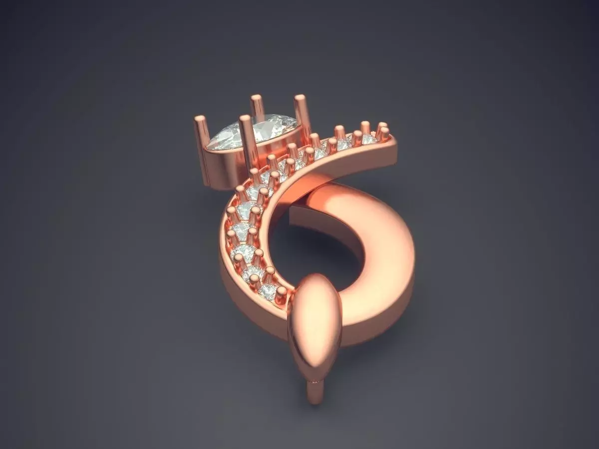 Pendant With Diamonds P-1902 3D print model_2