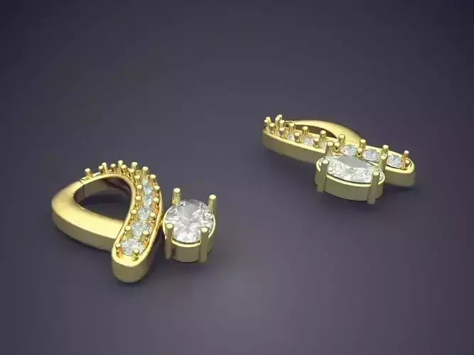 Earrings With A Clip And Diamond P 1902 2 3 3D print model