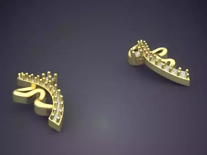 Small Earrings With Square Diamond P 1865 2 3 3D print model