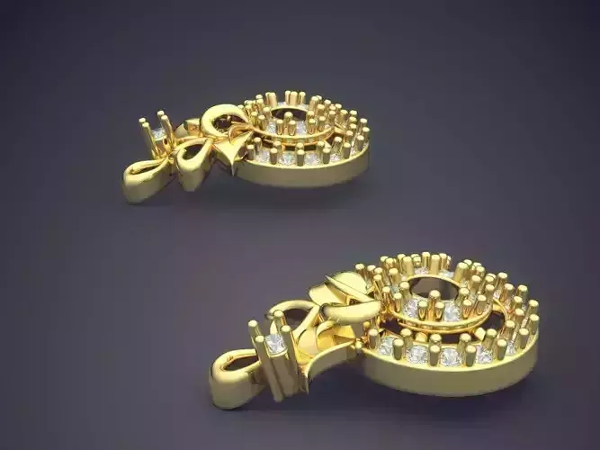 Hanging Earrings WIth Two Circles P 1840 2