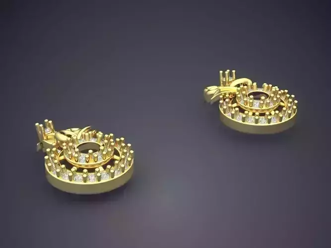 Hanging Earrings WIth Two Circles P 1840 2 3D print model