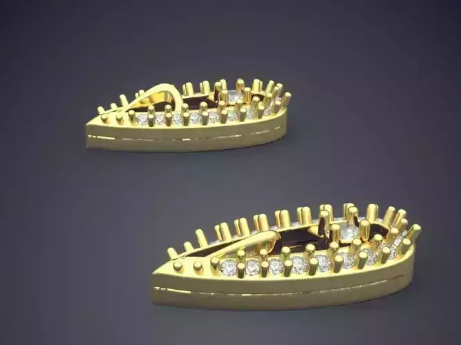 Leaf Shaped Earrings With Diamond In The Middle P 1822 2