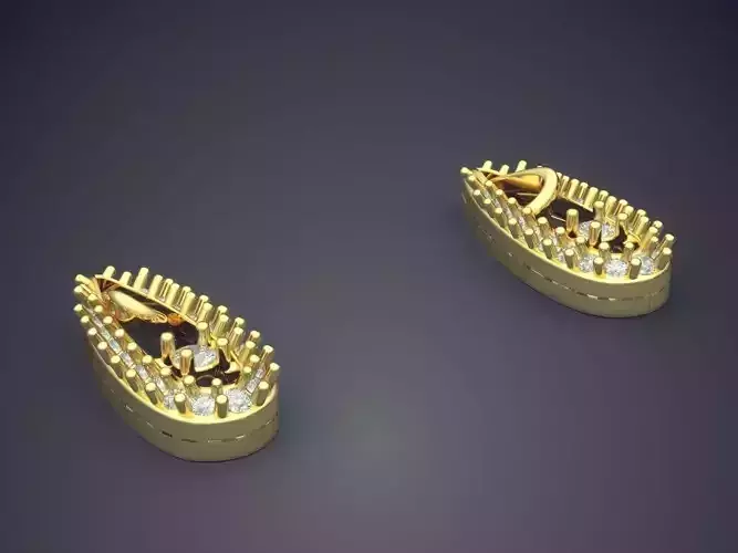 Leaf Shaped Earrings With Diamond In The Middle P 1822 2