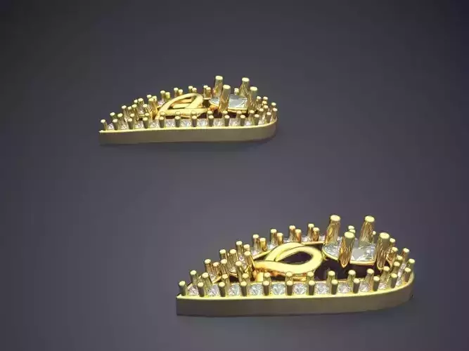 Rain Drops Shaped Earrings With Diamonds On Sides P 1825 2