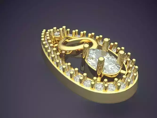 Pendant With Diamonds P-1825 3D print model