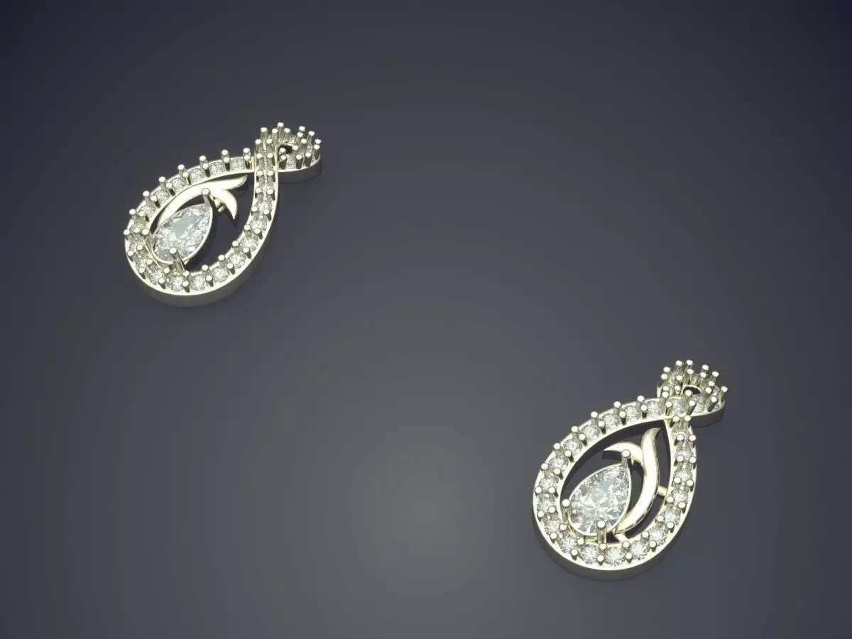 Earring Shaped Like Number Eight With Diamond Inside P 1817 2 3D print model_1