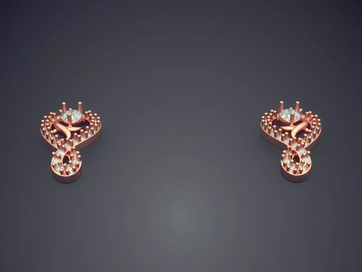 Earring Shaped Like Number Eight With Diamond Inside P 1817 2 3D print model_2