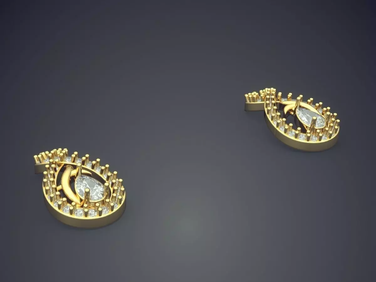Earring Shaped Like Number Eight With Diamond Inside P 1817 2 3D print model_0