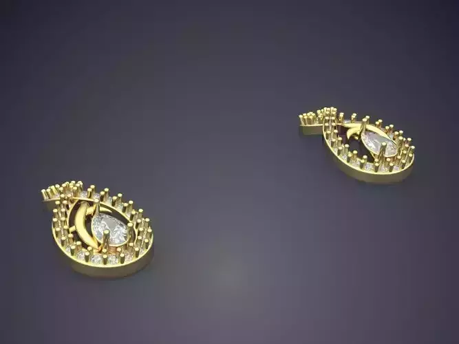 Earring Shaped Like Number Eight With Diamond Inside P 1817 2