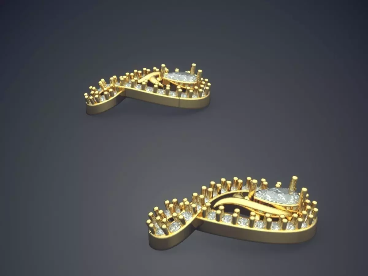 Earring Shaped Like Number Eight With Diamond Inside P 1817 2 3D print model_3