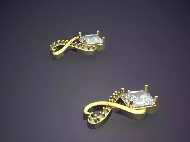 Thin Earrings With Diamond On The Bottom P 1816 2