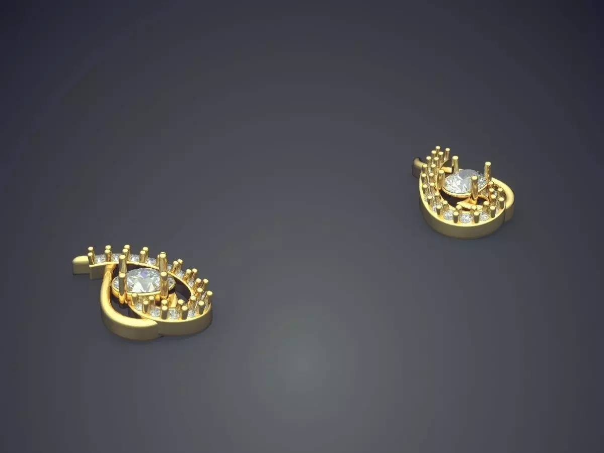 Earrings With A Diamond In The Middle P 1815 2 3D print model_0