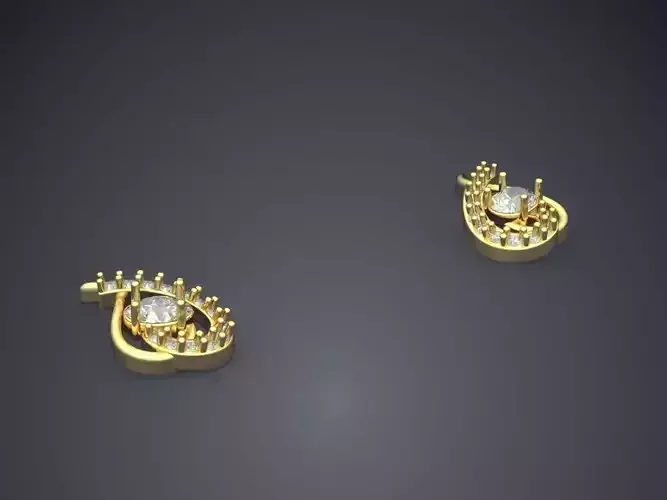 Earrings With A Diamond In The Middle P 1815 2 3D print model