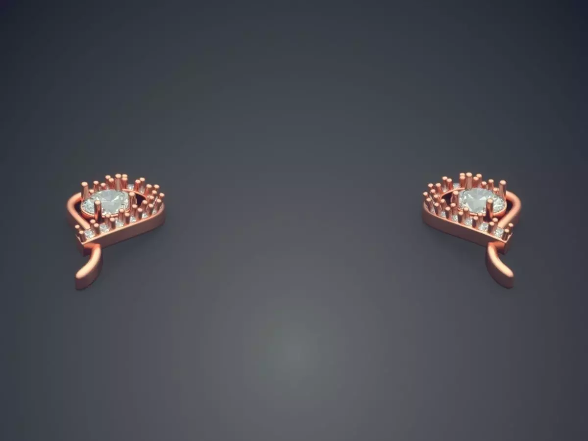 Earrings With A Diamond In The Middle P 1815 2 3D print model_2