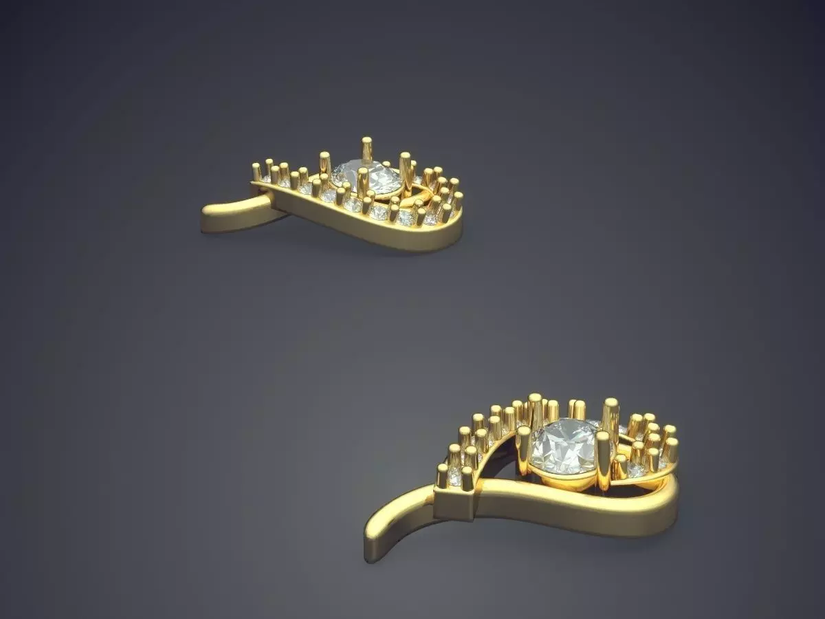 Earrings With A Diamond In The Middle P 1815 2 3D print model_3