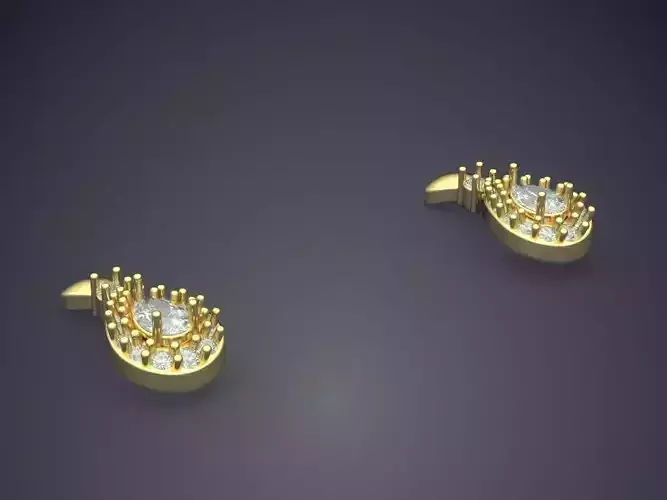 Hanging Rain Drop Shaped Earrings P 1812 2 3D print model