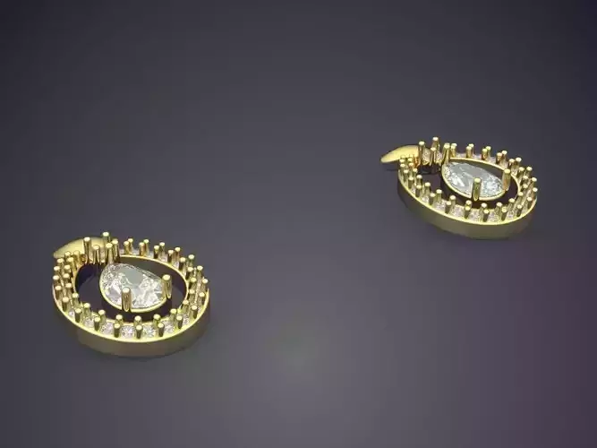 Earrings With Hanging Diamond In The Middle P 1811 2