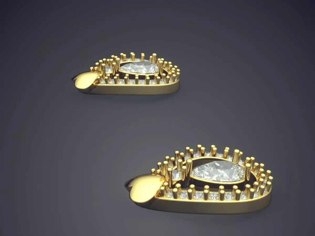 Earrings With Hanging Diamond In The Middle P 1811 2 3D print model_3