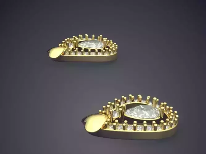 Earrings With Hanging Diamond In The Middle P 1811 2