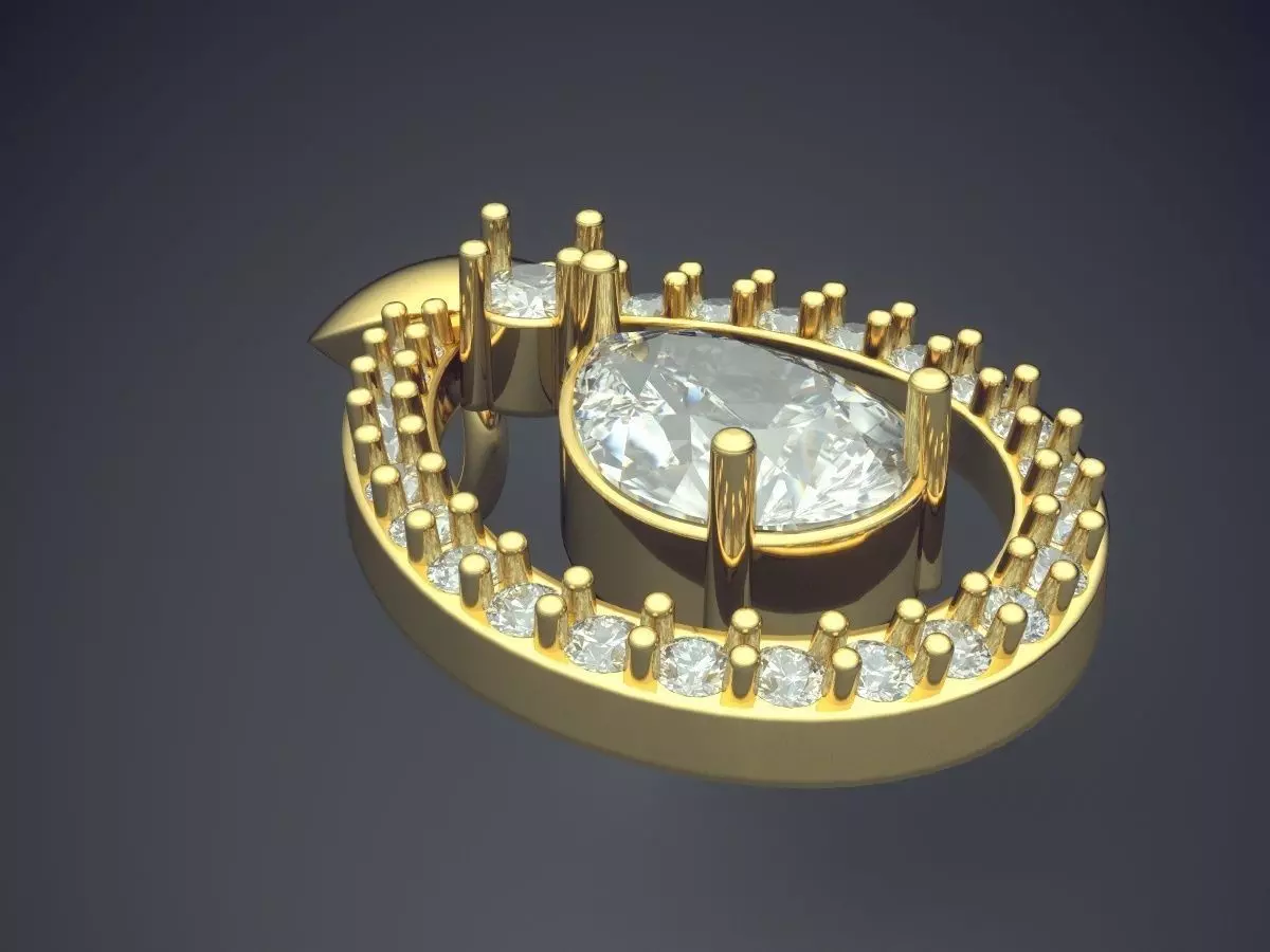Pendant With Diamonds P-1811 3D print model_0