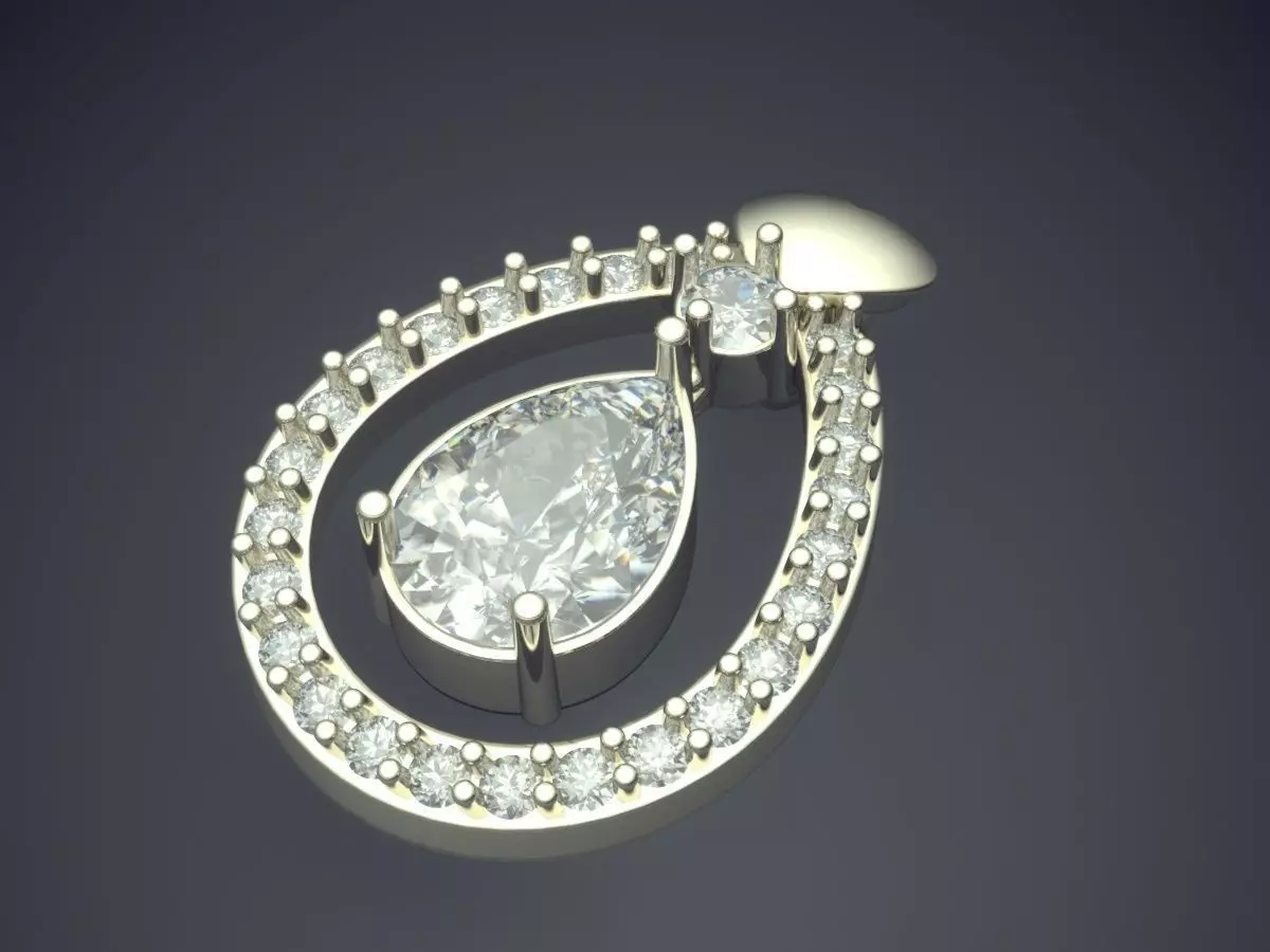 Pendant With Diamonds P-1811 3D print model_1