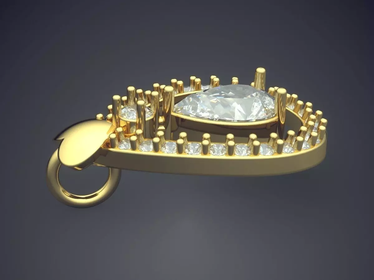 Pendant With Diamonds P-1811 3D print model_3