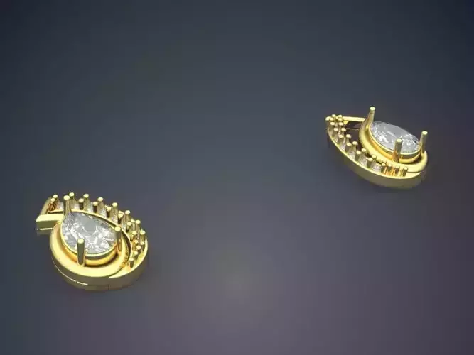 Earrings With Rain Drop Shaped Diamond P 1810 2
