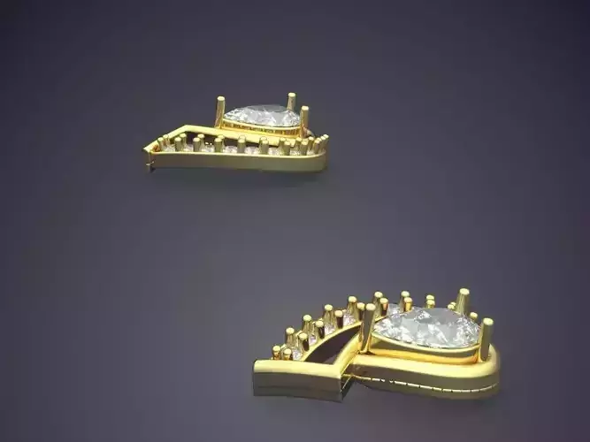 Earrings With Rain Drop Shaped Diamond P 1810 2