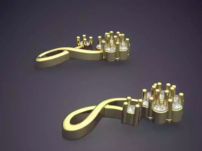 Thin Earrings With Flower Shaped Diamond P 1809 2