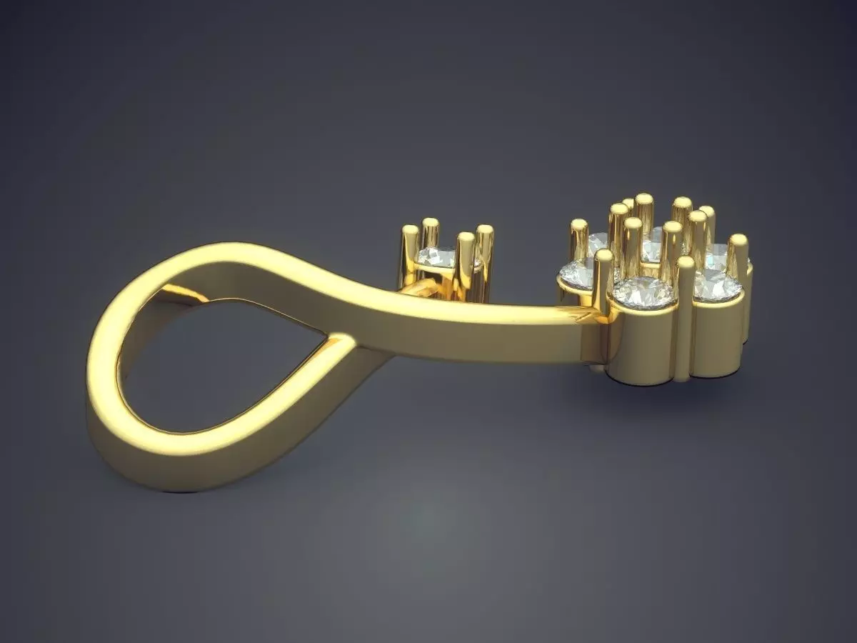 Flower Motif Pendant With Diamonds P-1809 3D print model_3