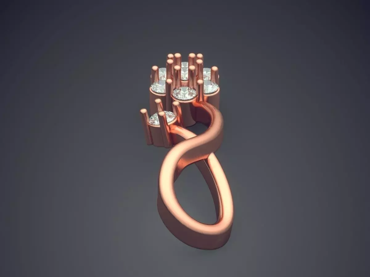 Flower Motif Pendant With Diamonds P-1809 3D print model_2