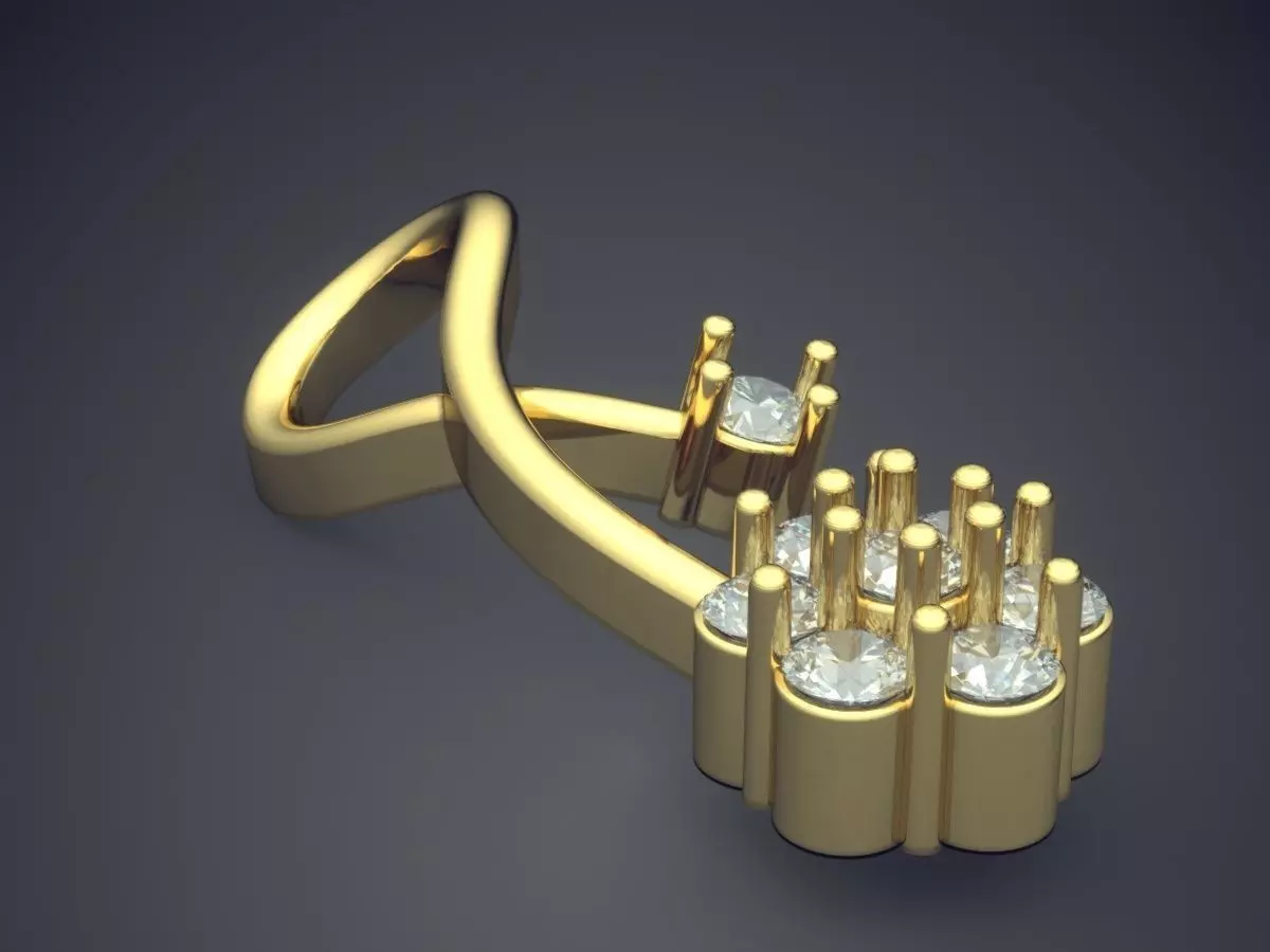 Flower Motif Pendant With Diamonds P-1809 3D print model_0