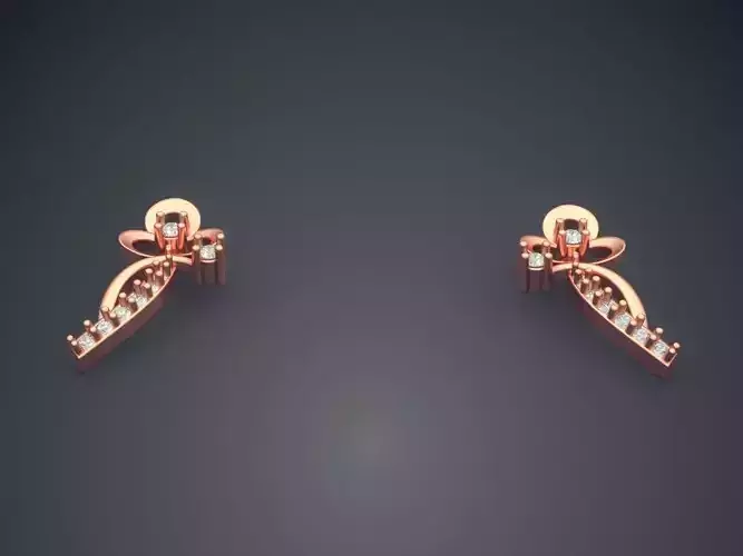 Cute Earrings With Two Small Diamonds P 1807 2