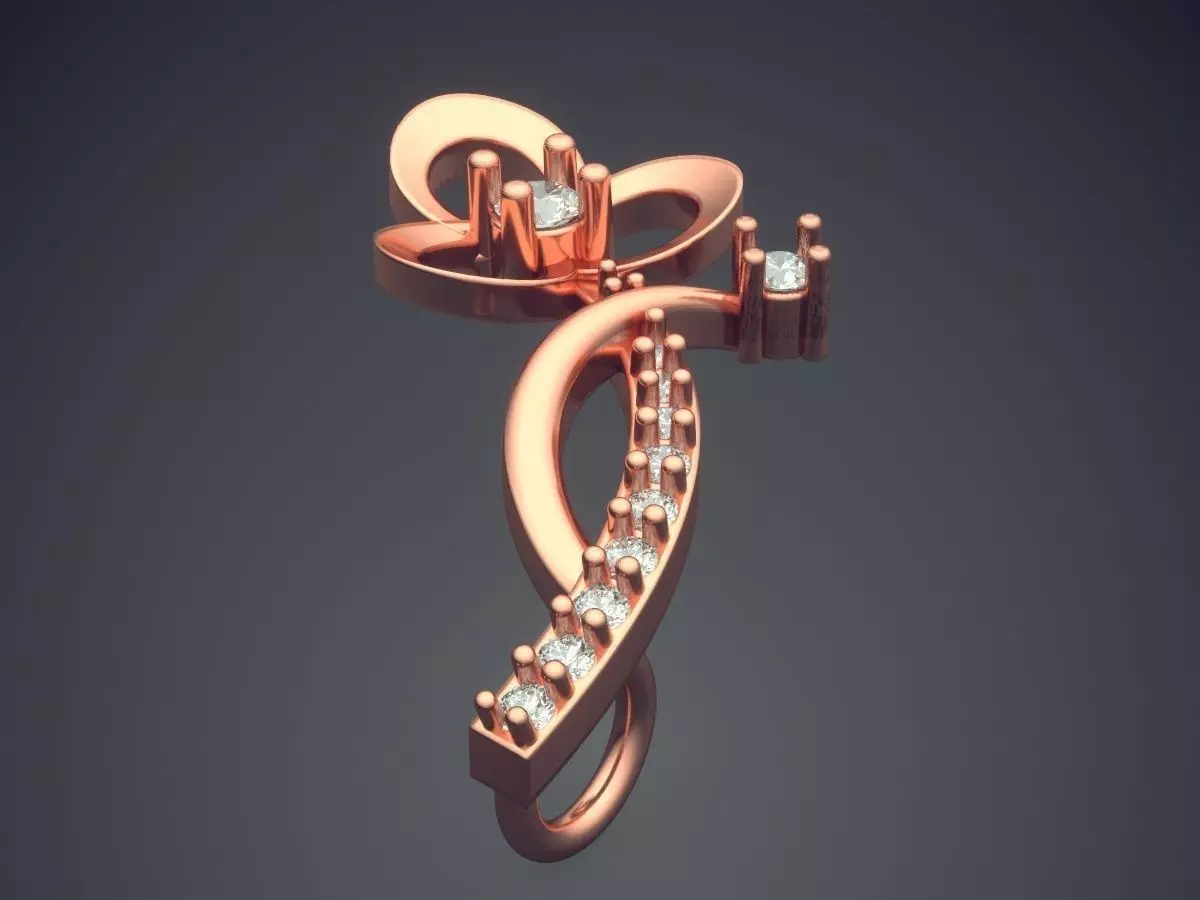 Pendant With Diamonds P-1807 3D print model_2