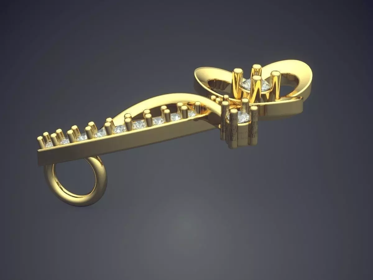Pendant With Diamonds P-1807 3D print model_3