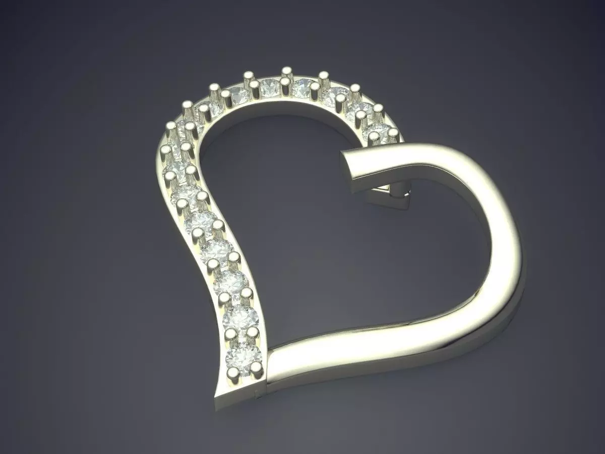 Heart Shape Pendant P-1806 3D print model_1