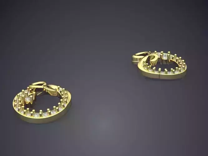 Circle Shaped Hollow Earrings P 1804 2 3D print model