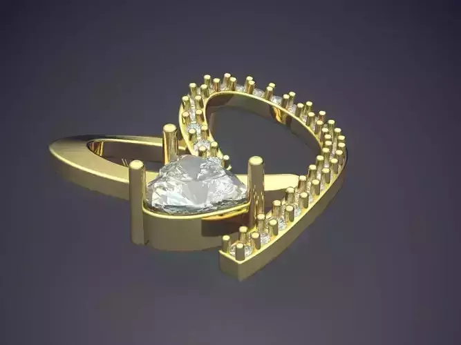 Heart Shape Pendant With Diamonds P-1800 3D print model